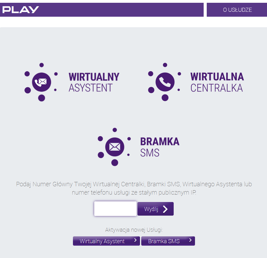 Logowanie i aktywacja usług Wirtualna Centralka, Wirtualny Asystent i Bramka SMS w panelu Play
